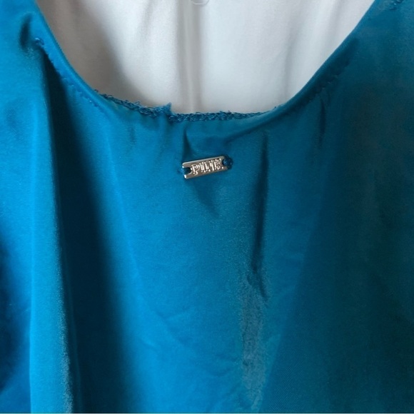 [PINK Victoria's Secret] Teal Blue Scoop Back Hibiscus One Piece Swimsuit - Picture 8 of 8